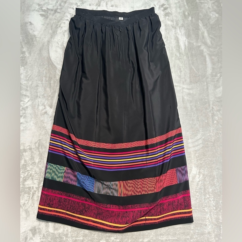Doncaster Vintage Midi Length Skirt Women’s 8 Black Tribal Travel Worldly - Picture 2 of 5
